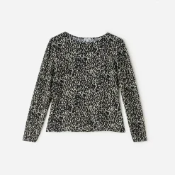 Tee-shirt TEXTO noir imprimé animalier à épaulettes