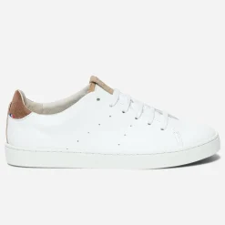 Tennis 1927 blanche et camel femme en cuir éco-conçu