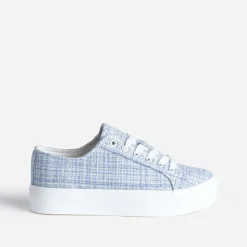Tennis à plateforme TEXTO bleue effet tweed