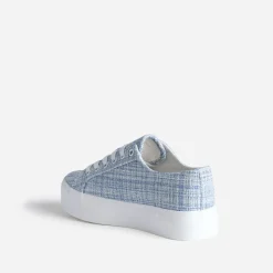 Tennis à plateforme TEXTO bleue effet tweed