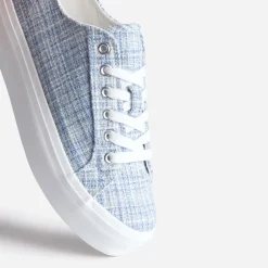 Tennis à plateforme TEXTO bleue effet tweed