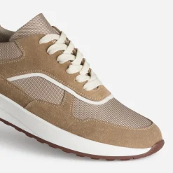 Tennis beige cuir bi-matière