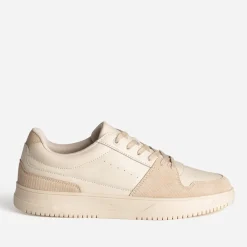 Tennis beige cuir et velours côtelé