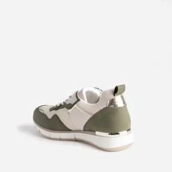 Tennis beige et kaki détails dorés semelle amovible