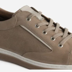 Tennis beige foncé en cuir