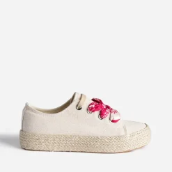 Tennis beige pailletée à lacet foulard