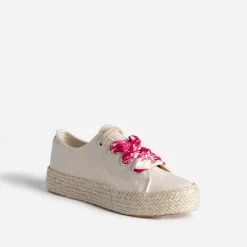 Tennis beige pailletée à lacet foulard