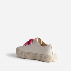 Tennis beige pailletée à lacet foulard