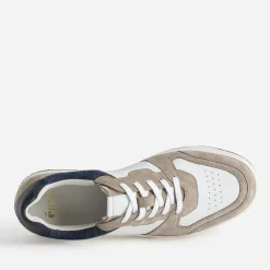 Tennis blanche, beige et marine en cuir