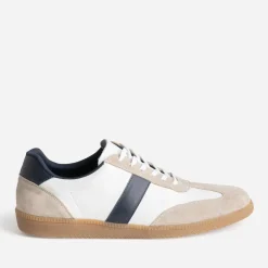 Tennis blanche cuir détails beige et marine