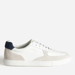 Tennis blanche cuir, grise, marine