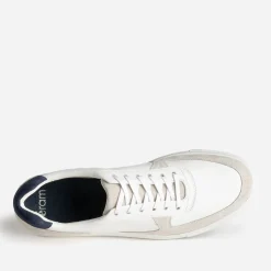 Tennis blanche cuir, grise, marine