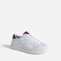 Tennis blanche détails fuchsia métallisé