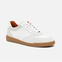 Tennis blanche en cuir détails gris clair