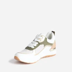Tennis blanche, kaki, beige et or semelle amovible