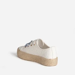 Tennis blanche toile avec broderies