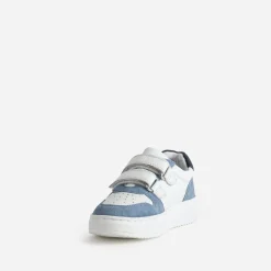 Tennis BUGGY blanc, bleu, vert cuir