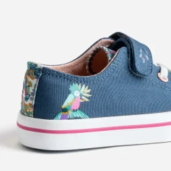 Tennis BUGGY bleue toile motif perroquets