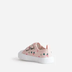 Tennis BUGGY rose toile imprimée cœurs