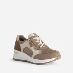 Tennis CAPRICE beige et doré bi-matière