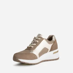 Tennis CAPRICE beige et doré bi-matière