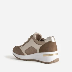 Tennis CAPRICE beige et doré bi-matière