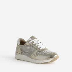 Tennis CAPRICE dorée cuir et mesh