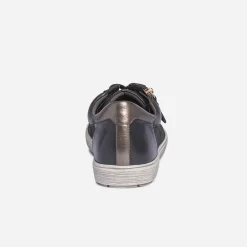 Tennis CAPRICE noire en cuir avec effet python