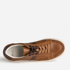 Tennis cognac cuir avec découpes
