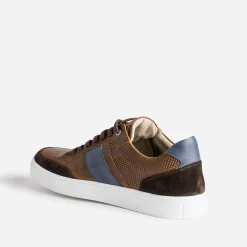 Tennis cognac en cuir détails couleurs