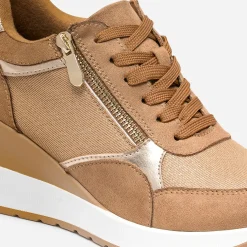 Tennis compensée camel détails dorés
