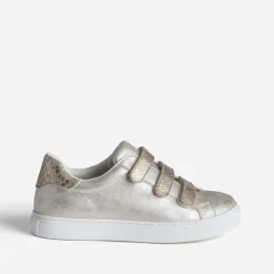 Tennis dorées scratchs effet python