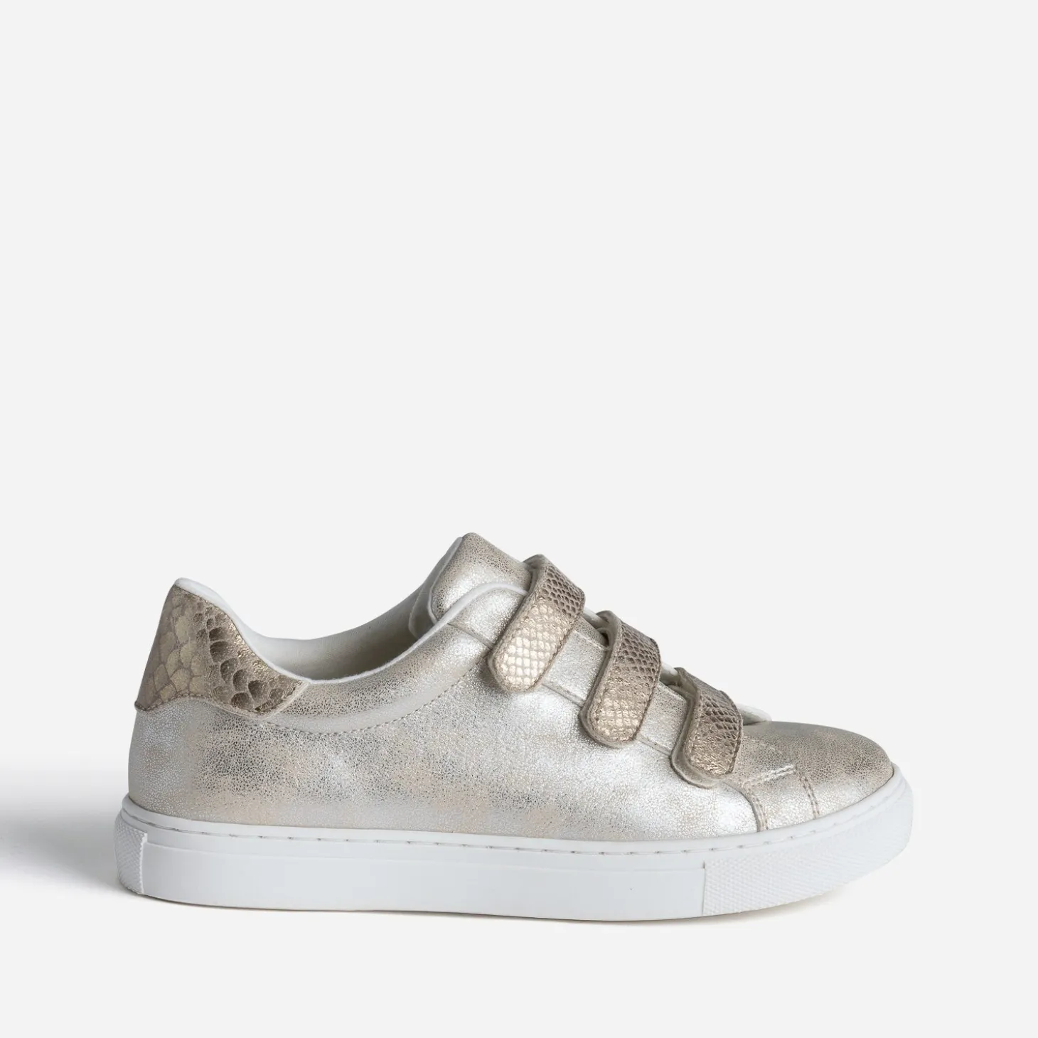 Tennis dorées scratchs effet python