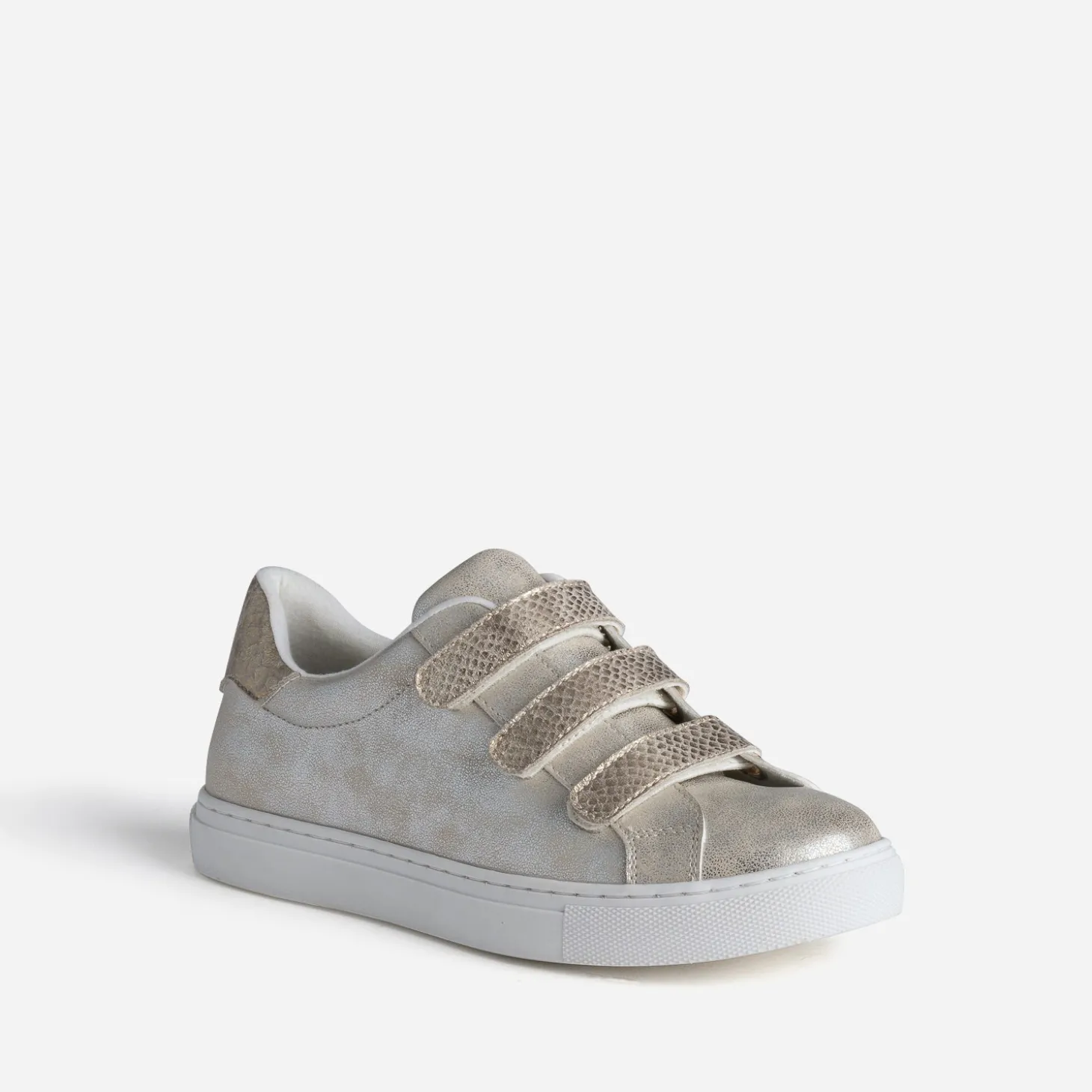 Tennis dorées scratchs effet python