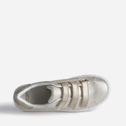 Tennis dorées scratchs effet python