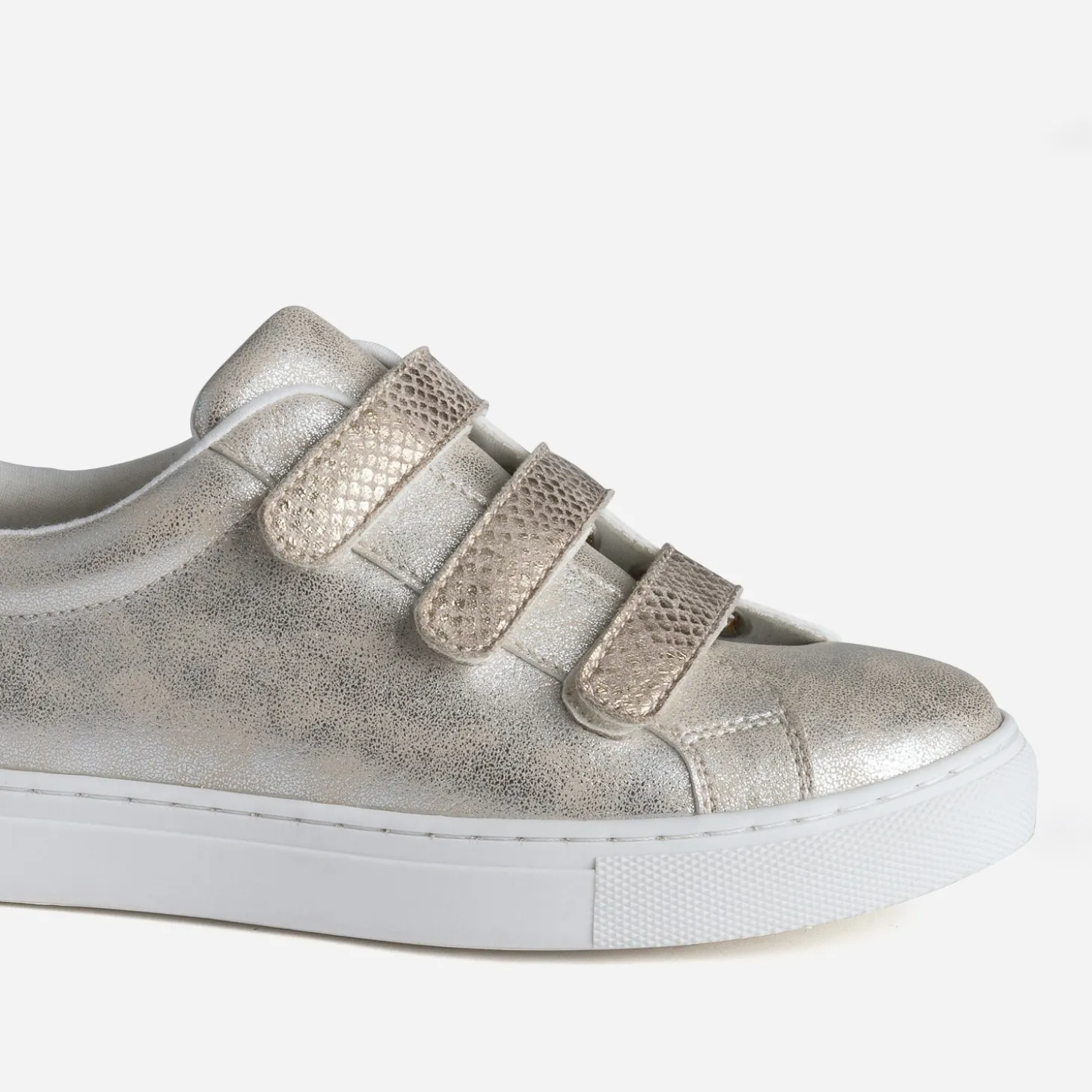 Tennis dorées scratchs effet python