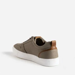 Tennis kaki en toile détails camel