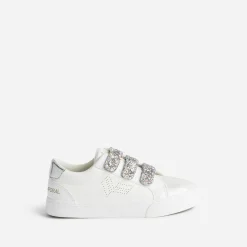 Tennis KAPORAL blanche et argentée à scratchs pailletés