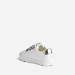 Tennis KAPORAL blanche et argentée à scratchs pailletés