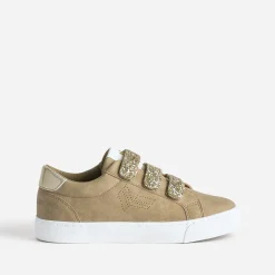 Tennis KAPORAL camel à scratchs pailletés dorées