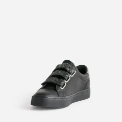 Tennis KAPORAL noire à scratchs pailletés noirs