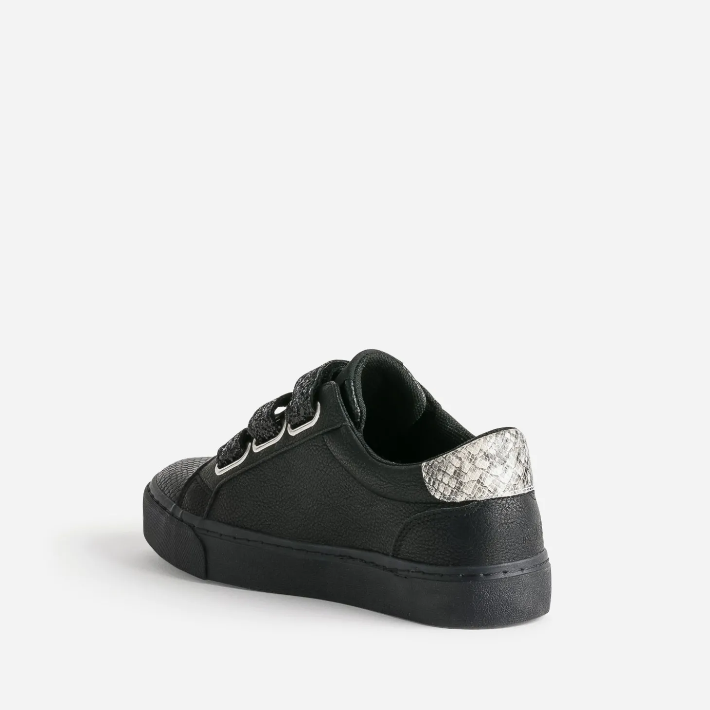 Tennis KAPORAL noire à scratchs pailletés noirs