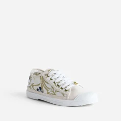 Tennis LE TEMPS DES CERISES beige broderies or