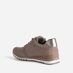 Tennis MARCO TOZZI taupe suédée perforée