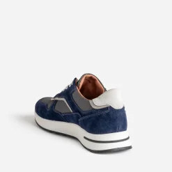 Tennis marine cuir bi-matière