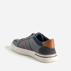 Tennis marine cuir détail camel