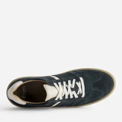 Tennis marine cuir velours