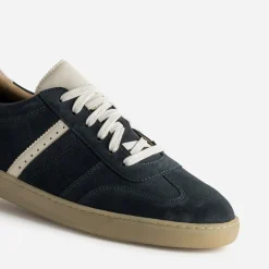 Tennis marine cuir velours