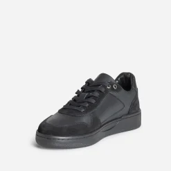 Tennis noire cuir bi-matière