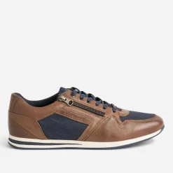 Tennis REDSKINS marron et marine en cuir et toile